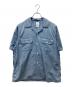 VISVIM（ビズビム）の古着「KEESEY SHIRT S/S/バックロゴプリント半袖シャツ」｜スカイブルー