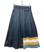 FRED PERRYフレッドペリー）の古着「knitted trim pleated skirt」｜ネイビー