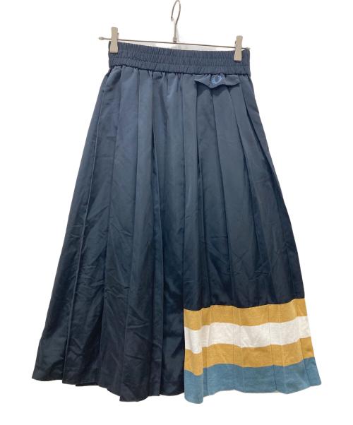 FRED PERRY（フレッドペリー）FRED PERRY (フレッドペリー) knitted trim pleated skirt ネイビー サイズ:UK8の古着・服飾アイテム