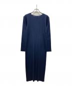 PLEATS PLEASEプリーツプリーズ）の古着「丸首プリーツワンピース」｜ネイビー