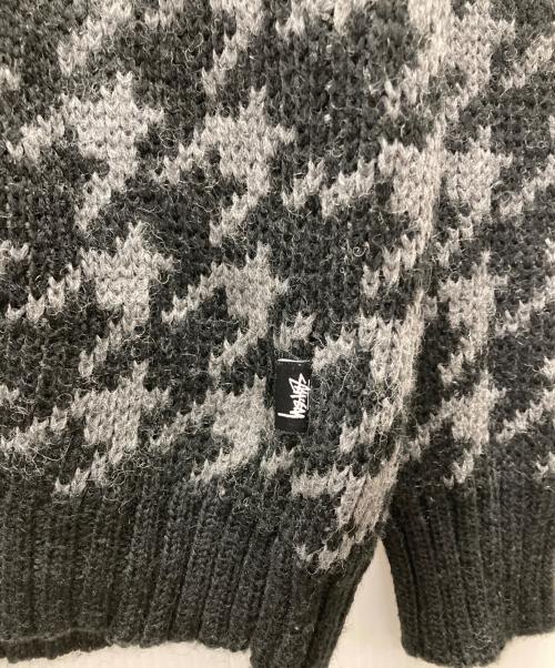 stussy（ステューシー）stussy (ステューシー) 千鳥柄ニット ブラック サイズ:Mの古着・服飾アイテム