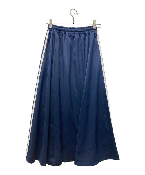 adidas（アディダス）adidas (アディダス) LONG SATIN SKIRT ネイビー サイズ:Mの古着・服飾アイテム