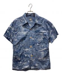 MOMOTARO JEANS（桃太郎ジーンズ）の古着「ジャガード織アロハシャツ」｜ネイビー