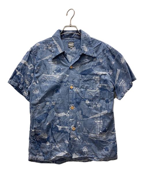 MOMOTARO JEANS（桃太郎ジーンズ）MOMOTARO JEANS (桃太郎ジーンズ) ジャガード織アロハシャツ ネイビー サイズ:Mの古着・服飾アイテム