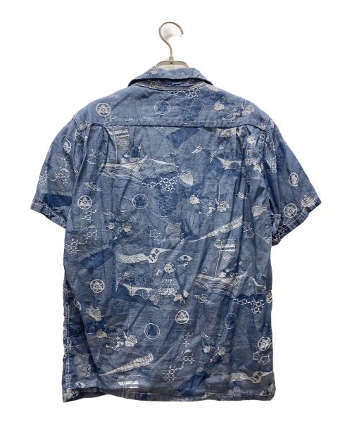 MOMOTARO JEANS（桃太郎ジーンズ）MOMOTARO JEANS (桃太郎ジーンズ) ジャガード織アロハシャツ ネイビー サイズ:Mの古着・服飾アイテム