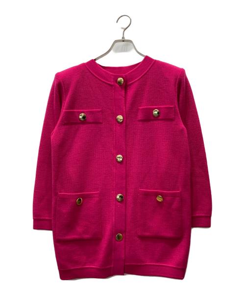 Yves Saint Laurent（イヴサンローラン）Yves Saint Laurent (イヴサンローラン) 金釦ニットコート ショッキングピンク サイズ:Mの古着・服飾アイテム
