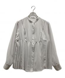 SHIPS（シップス）の古着「ストレッチ ジョーゼット プリーツ ブラウス」｜グレー