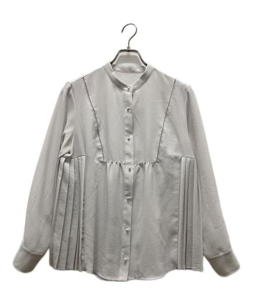 SHIPS（シップス）SHIPS (シップス) ストレッチ ジョーゼット プリーツ ブラウス グレー サイズ:Mの古着・服飾アイテム