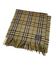 Burberry's（バーバリーズ）の古着「チェックカシミヤマフラー」｜黄緑