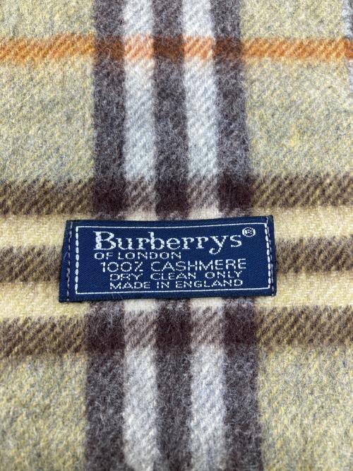 Burberry's（バーバリーズ）Burberry's (バーバリーズ) チェックカシミヤマフラー 黄緑の古着・服飾アイテム
