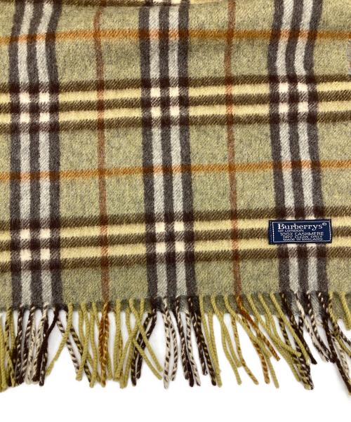 Burberry's（バーバリーズ）Burberry's (バーバリーズ) チェックカシミヤマフラー 黄緑の古着・服飾アイテム
