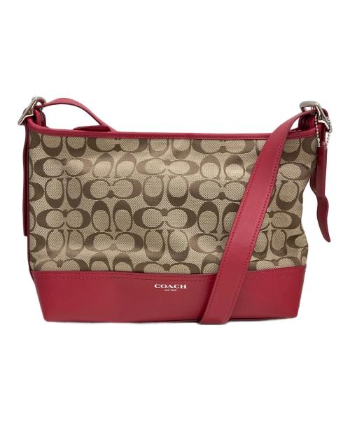 COACH（コーチ）COACH (コーチ) ショルダーバッグ レッド×ベージュの古着・服飾アイテム