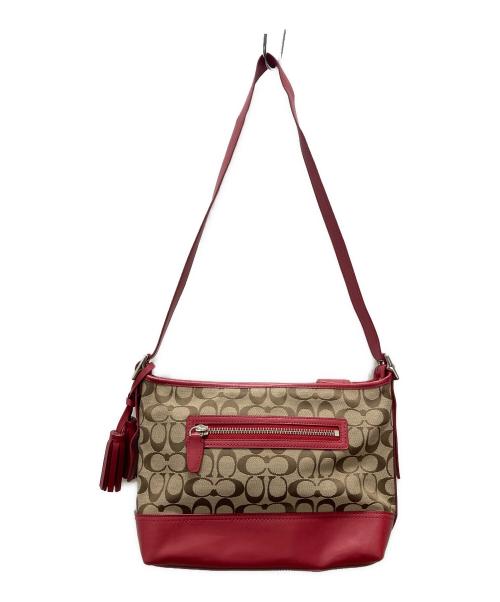 COACH（コーチ）COACH (コーチ) ショルダーバッグ レッド×ベージュの古着・服飾アイテム