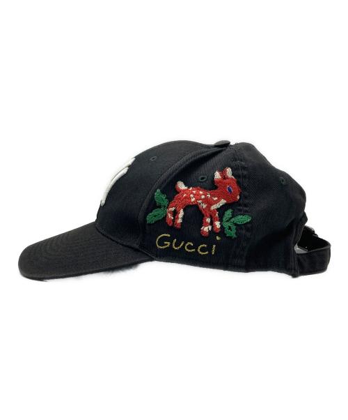 GUCCI（グッチ）GUCCI (グッチ) NYY 刺繍ベースボールキャップ/MLB ブラックの古着・服飾アイテム