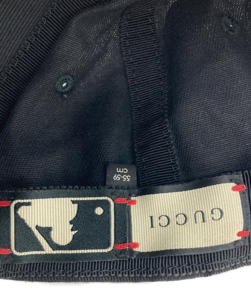 GUCCI（グッチ）GUCCI (グッチ) NYY 刺繍ベースボールキャップ/MLB ブラックの古着・服飾アイテム
