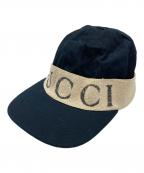 GUCCIグッチ）の古着「ロゴパイルテープキャップ」｜ブラック