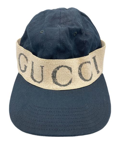 GUCCI（グッチ）GUCCI (グッチ) ロゴパイルテープキャップ ブラックの古着・服飾アイテム