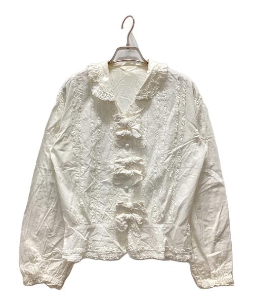 INGEBORG（インゲボルグ）INGEBORG (インゲボルグ) レーステープリボンブラウス ホワイト サイズ:記載なしの古着・服飾アイテム