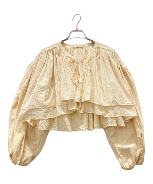 Curensology（カレンソロジー）Curensology (カレンソロジー) ショートギャザーブラウス ベージュ サイズ:Fの古着・服飾アイテム