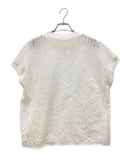 BALLSEY（ボールジィ）BALLSEY (ボールジィ) チュールエンブロイダリー フレンチスリーブブラウス ホワイト サイズ:Sの古着・服飾アイテム