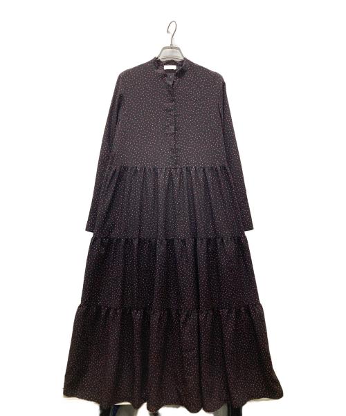 BALLSEY（ボールジィ）BALLSEY (ボールジィ) ドットプリント ティアードワンピース ブラック サイズ:36の古着・服飾アイテム