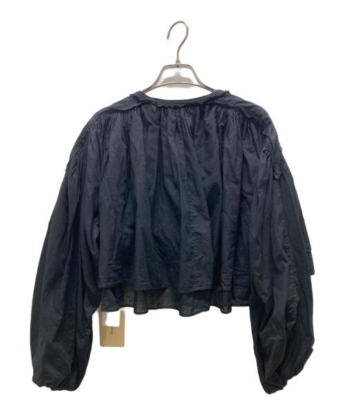 Curensology（カレンソロジー）Curensology (カレンソロジー) ショートギャザーブラウス ネイビー サイズ:F 未使用品の古着・服飾アイテム