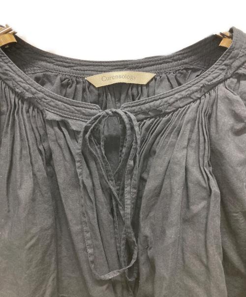 Curensology（カレンソロジー）Curensology (カレンソロジー) ショートギャザーブラウス ネイビー サイズ:F 未使用品の古着・服飾アイテム