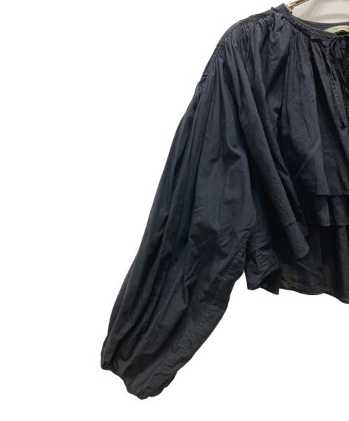 Curensology（カレンソロジー）Curensology (カレンソロジー) ショートギャザーブラウス ネイビー サイズ:F 未使用品の古着・服飾アイテム