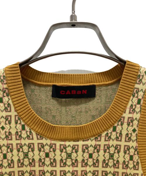 CABAN（キャバン）CABAN (キャバン) コットンポリエステル スクエアジャカードアメリカンスリーブプルオーバー イエロー サイズ:Fの古着・服飾アイテム