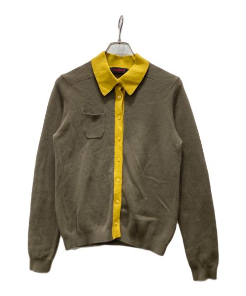 CABAN（キャバン）CABAN (キャバン) バイカラーポロカーディガン オリーブ サイズ:Fの古着・服飾アイテム