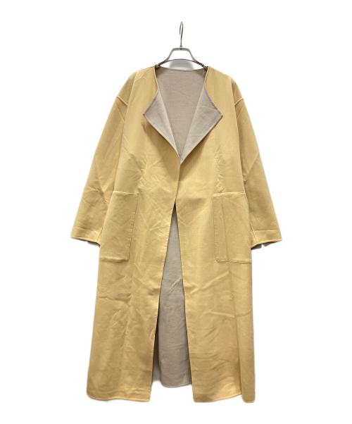 PLST（プラステ）PLST (プラステ) リバーシブルノーカラーコート イエロー×ベージュ サイズ:Lの古着・服飾アイテム