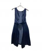 COMME des GARCONS COMME des GARCONSコムデギャルソン コムデギャルソン）の古着「ドット柄前開きノースリーブワンピース」｜ネイビー