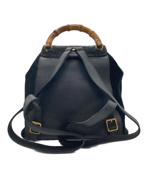 GUCCI（グッチ）GUCCI (グッチ) バンブー スウェードレザーコンビリュック ブラックの古着・服飾アイテム