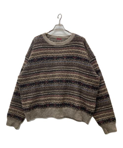 leno（リノ）leno (リノ) 総柄ニット ブラウン サイズ:ONEの古着・服飾アイテム