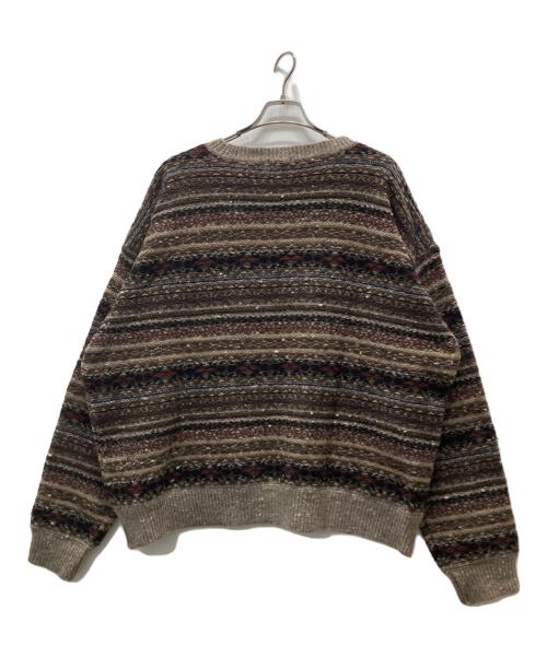 leno（リノ）leno (リノ) 総柄ニット ブラウン サイズ:ONEの古着・服飾アイテム