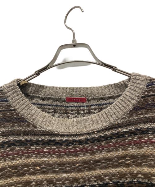 leno（リノ）leno (リノ) 総柄ニット ブラウン サイズ:ONEの古着・服飾アイテム