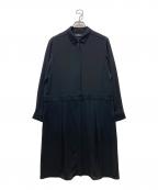 PS Paul SmithＰＳポールスミス）の古着「袖口フラワー柄転写プリント シャツワンピース」｜ブラック