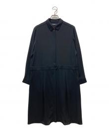 PS Paul Smith（ＰＳポールスミス）の古着「袖口フラワー柄転写プリント シャツワンピース」｜ブラック