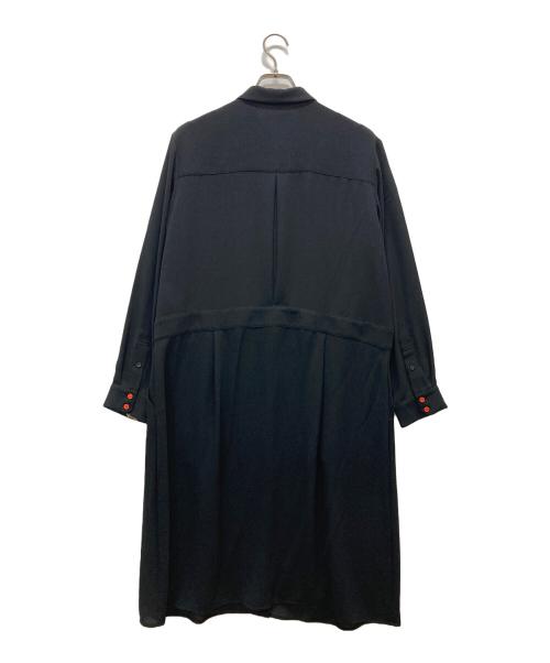 PS Paul Smith（ＰＳポールスミス）PS Paul Smith (ＰＳポールスミス) 袖口フラワー柄転写プリント シャツワンピース ブラック サイズ:46Lの古着・服飾アイテム