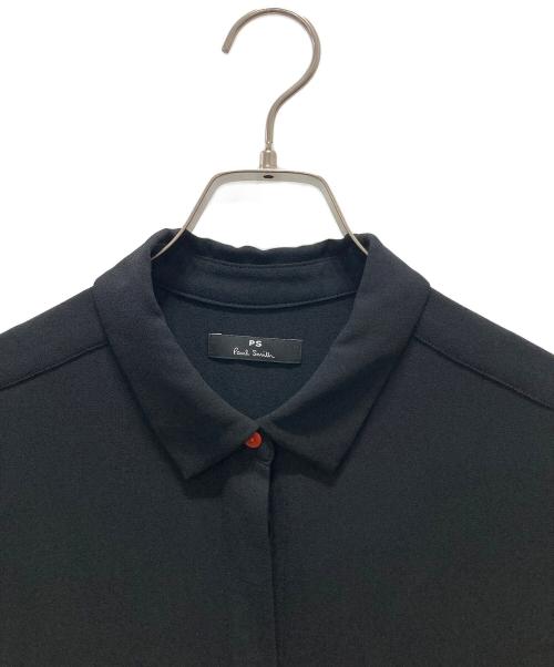PS Paul Smith（ＰＳポールスミス）PS Paul Smith (ＰＳポールスミス) 袖口フラワー柄転写プリント シャツワンピース ブラック サイズ:46Lの古着・服飾アイテム