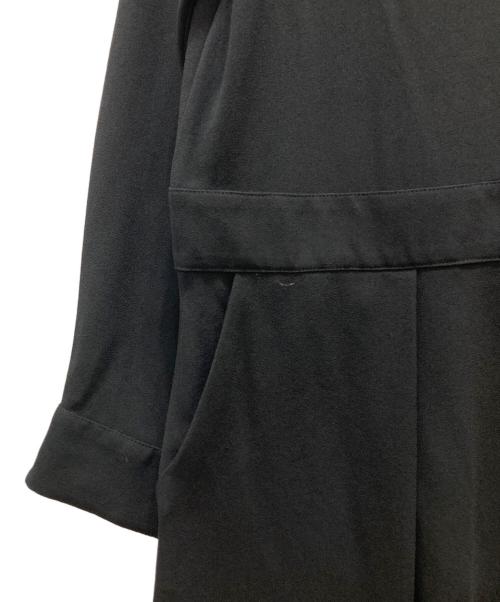 PS Paul Smith（ＰＳポールスミス）PS Paul Smith (ＰＳポールスミス) 袖口フラワー柄転写プリント シャツワンピース ブラック サイズ:46Lの古着・服飾アイテム