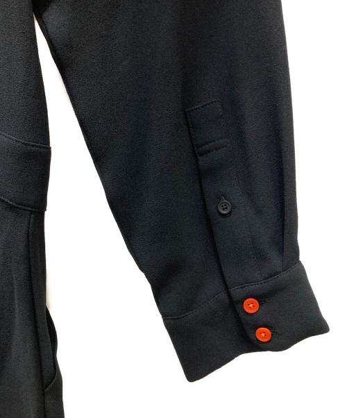 PS Paul Smith（ＰＳポールスミス）PS Paul Smith (ＰＳポールスミス) 袖口フラワー柄転写プリント シャツワンピース ブラック サイズ:46Lの古着・服飾アイテム