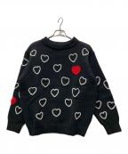 CHAH CHAHチャーチャー）の古着「ハート柄ニット/HEARTFULL HAND EMBROIDERY KNIT」｜ブラック