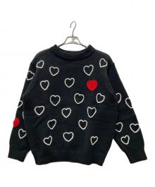CHAH CHAH（チャーチャー）の古着「ハート柄ニット/HEARTFULL HAND EMBROIDERY KNIT」｜ブラック