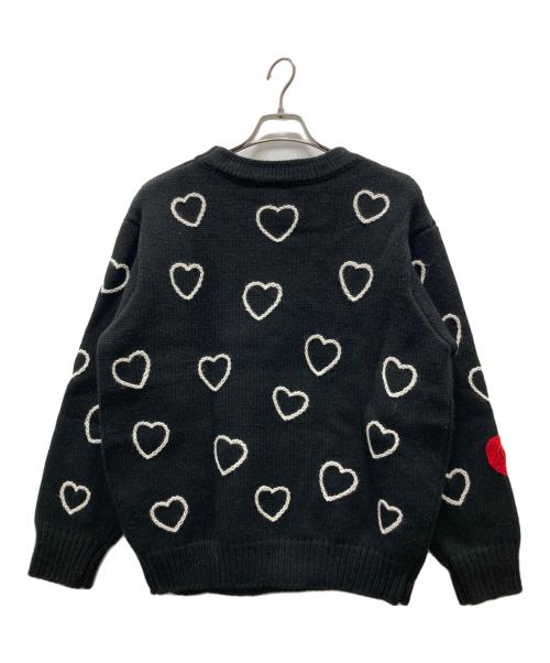CHAH CHAH（チャーチャー）CHAH CHAH (チャーチャー) ハート柄ニット/HEARTFULL HAND EMBROIDERY KNIT ブラック サイズ:Lの古着・服飾アイテム