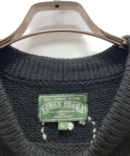 CHAH CHAH（チャーチャー）CHAH CHAH (チャーチャー) ハート柄ニット/HEARTFULL HAND EMBROIDERY KNIT ブラック サイズ:Lの古着・服飾アイテム