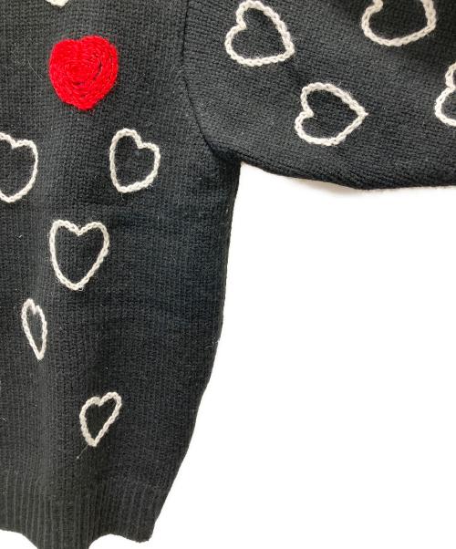 CHAH CHAH（チャーチャー）CHAH CHAH (チャーチャー) ハート柄ニット/HEARTFULL HAND EMBROIDERY KNIT ブラック サイズ:Lの古着・服飾アイテム