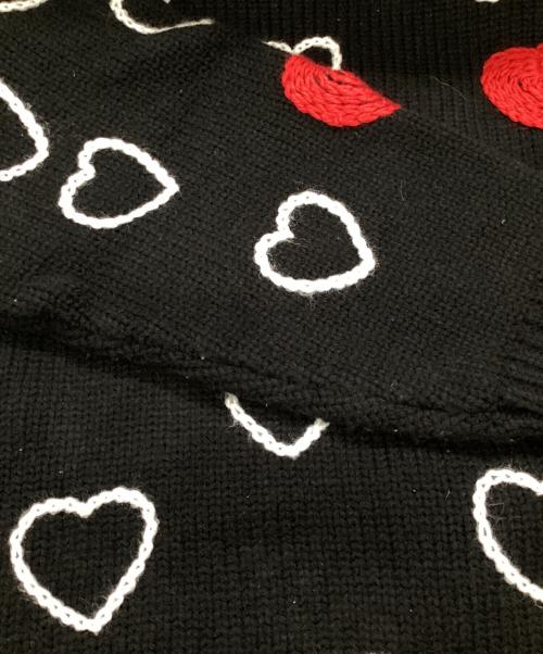 CHAH CHAH（チャーチャー）CHAH CHAH (チャーチャー) ハート柄ニット/HEARTFULL HAND EMBROIDERY KNIT ブラック サイズ:Lの古着・服飾アイテム