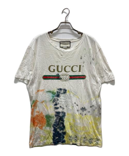 GUCCI（グッチ）GUCCI (グッチ) タイダイロゴプリントTシャツ ホワイト サイズ:Mの古着・服飾アイテム