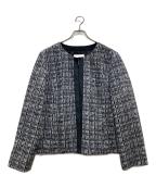 Leilianレリアン）の古着「ノーカラーツイードジャケット」｜ブラック